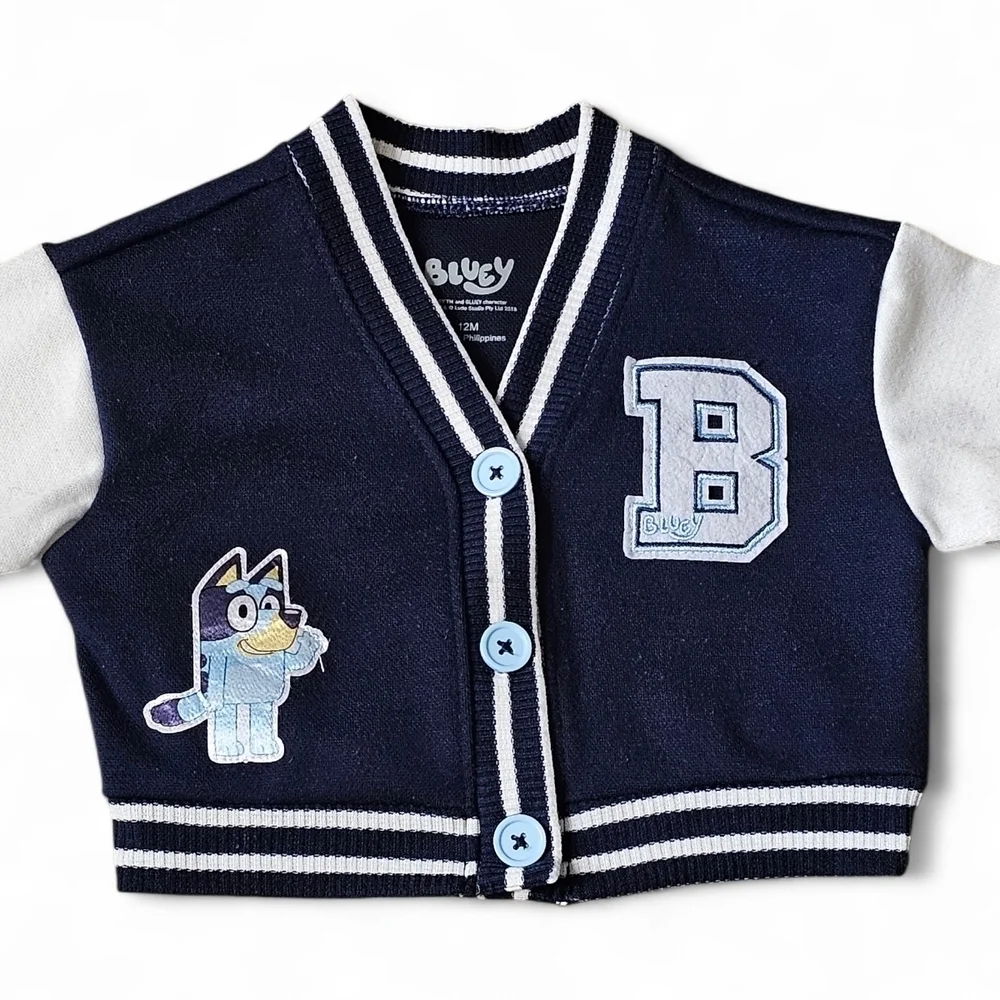 Bluey Baby Varsity Cardigan Jacket Size 12M